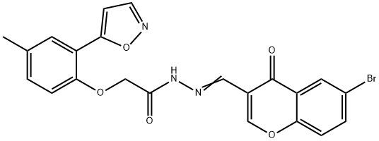 N'-[(6-bromo-4-oxo-4H-chromen-3-yl)methylene]-2-[2-(5-isoxazolyl)-4-methylphenoxy]acetohydrazide 结构式