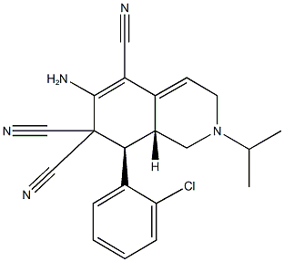 6-amino-8-(2-chlorophenyl)-2-isopropyl-2,3,8,8a-tetrahydro-5,7,7(1H)-isoquinolinetricarbonitrile 结构式