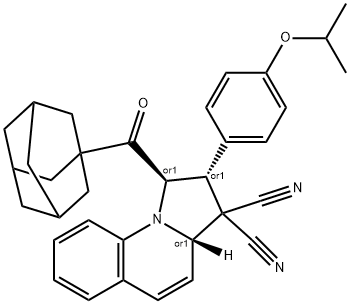 1-(1-adamantylcarbonyl)-2-(4-isopropoxyphenyl)-1,2-dihydropyrrolo[1,2-a]quinoline-3,3(3aH)-dicarbonitrile 结构式