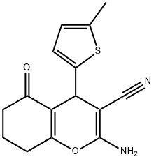 2-amino-4-(5-methyl-2-thienyl)-5-oxo-5,6,7,8-tetrahydro-4H-chromene-3-carbonitrile 结构式