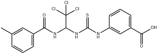 3-{[({2,2,2-trichloro-1-[(3-methylbenzoyl)amino]ethyl}amino)carbothioyl]amino}benzoic acid 结构式