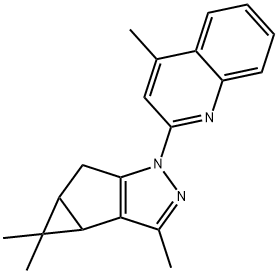 3,4,4-trimethyl-1-(4-methyl-2-quinolinyl)-3b,4,4a,5-tetrahydro-1H-cyclopropa[3,4]cyclopenta[1,2-c]pyrazole 结构式