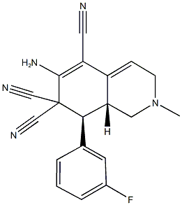 6-amino-8-(3-fluorophenyl)-2-methyl-2,3,8,8a-tetrahydro-5,7,7(1H)-isoquinolinetricarbonitrile 结构式