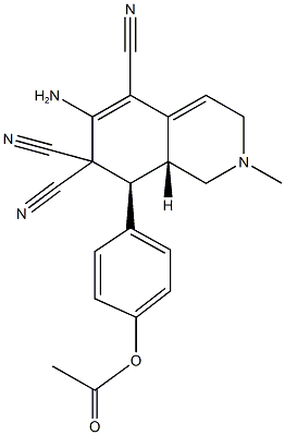 4-(6-amino-5,7,7-tricyano-2-methyl-1,2,3,7,8,8a-hexahydro-8-isoquinolinyl)phenyl acetate 结构式