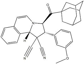 3-(1-adamantylcarbonyl)-2-(3-methoxyphenyl)-2,3-dihydropyrrolo[2,1-a]isoquinoline-1,1(10bH)-dicarbonitrile 结构式