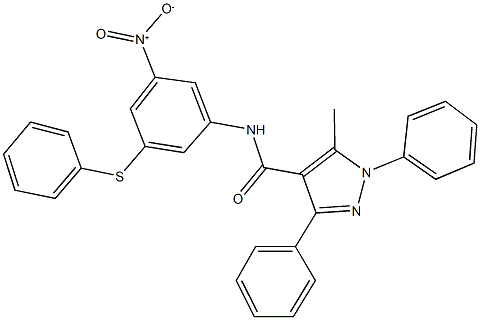 N-[3-nitro-5-(phenylsulfanyl)phenyl]-5-methyl-1,3-diphenyl-1H-pyrazole-4-carboxamide 结构式