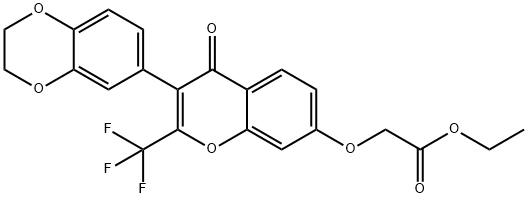 ethyl {[3-(2,3-dihydro-1,4-benzodioxin-6-yl)-4-oxo-2-(trifluoromethyl)-4H-chromen-7-yl]oxy}acetate 结构式