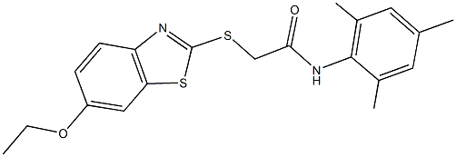 2-[(6-ethoxy-1,3-benzothiazol-2-yl)sulfanyl]-N-mesitylacetamide 结构式