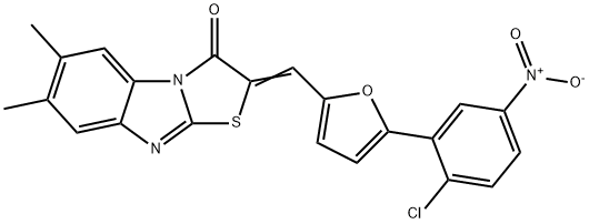 2-[(5-{2-chloro-5-nitrophenyl}-2-furyl)methylene]-6,7-dimethyl[1,3]thiazolo[3,2-a]benzimidazol-3(2H)-one 结构式