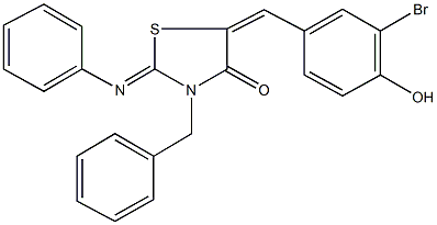 3-benzyl-5-(3-bromo-4-hydroxybenzylidene)-2-(phenylimino)-1,3-thiazolidin-4-one 结构式