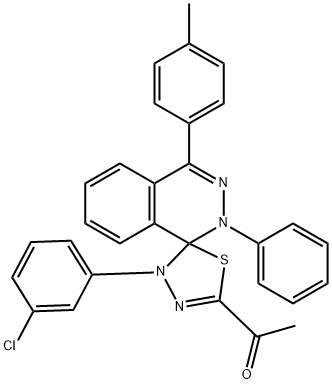 1-[4'-(3-chlorophenyl)-4-(4-methylphenyl)-2-phenyl-1,2,4',5'-tetrahydrospiro(phthalazine-1,5'-[1,3,4]-thiadiazole)-2'-yl]ethanone 结构式