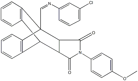 1-{(Z)-[(3-chlorophenyl)imino]methyl}-17-(4-methoxyphenyl)-17-azapentacyclo[6.6.5.0~2,7~.0~9,14~.0~15,19~]nonadeca-2,4,6,9,11,13-hexaene-16,18-dione 结构式