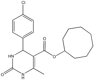 cyclooctyl 4-(4-chlorophenyl)-6-methyl-2-oxo-1,2,3,4-tetrahydro-5-pyrimidinecarboxylate 结构式