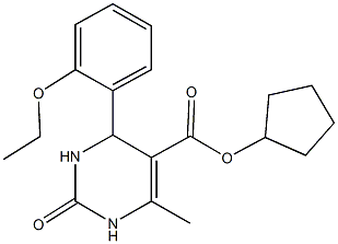 cyclopentyl 4-(2-ethoxyphenyl)-6-methyl-2-oxo-1,2,3,4-tetrahydro-5-pyrimidinecarboxylate 结构式