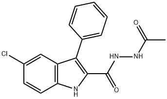 N'-acetyl-5-chloro-3-phenyl-1H-indole-2-carbohydrazide 结构式