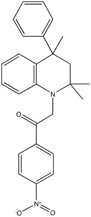 1-{4-nitrophenyl}-2-(2,2,4-trimethyl-4-phenyl-3,4-dihydro-1(2H)-quinolinyl)ethanone 结构式