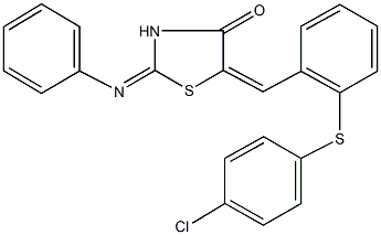 5-{2-[(4-chlorophenyl)sulfanyl]benzylidene}-2-(phenylimino)-1,3-thiazolidin-4-one 结构式