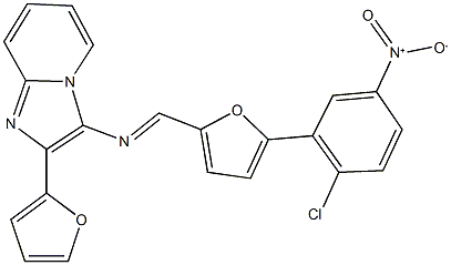 3-{[(5-{2-chloro-5-nitrophenyl}-2-furyl)methylene]amino}-2-(2-furyl)imidazo[1,2-a]pyridine 结构式