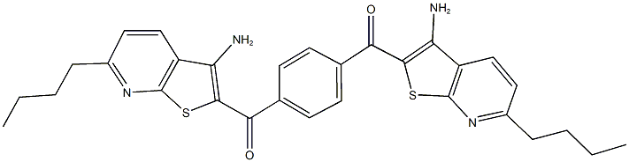 (3-amino-6-butylthieno[2,3-b]pyridin-2-yl){4-[(3-amino-6-butylthieno[2,3-b]pyridin-2-yl)carbonyl]phenyl}methanone 结构式