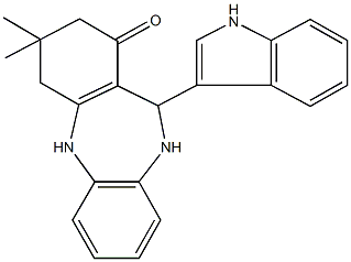 11-(1H-indol-3-yl)-3,3-dimethyl-2,3,4,5,10,11-hexahydro-1H-dibenzo[b,e][1,4]diazepin-1-one 结构式