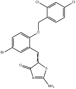 5-{5-bromo-2-[(2,4-dichlorobenzyl)oxy]benzylidene}-2-imino-1,3-thiazolidin-4-one 结构式