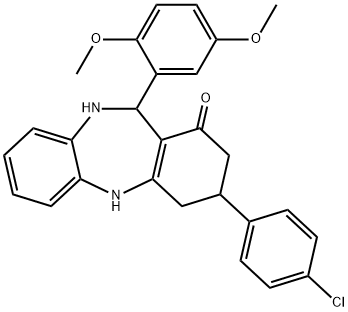 3-(4-chlorophenyl)-11-(2,5-dimethoxyphenyl)-2,3,4,5,10,11-hexahydro-1H-dibenzo[b,e][1,4]diazepin-1-one 结构式