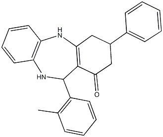 11-(2-methylphenyl)-3-phenyl-2,3,4,5,10,11-hexahydro-1H-dibenzo[b,e][1,4]diazepin-1-one 结构式