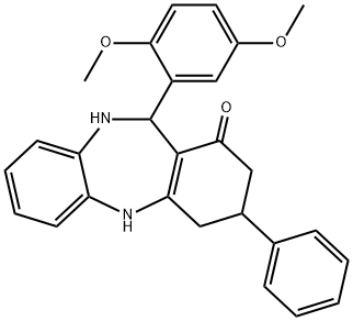 11-(2,5-dimethoxyphenyl)-3-phenyl-2,3,4,5,10,11-hexahydro-1H-dibenzo[b,e][1,4]diazepin-1-one 结构式