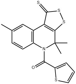 4,4,8-trimethyl-5-(2-thienylcarbonyl)-4,5-dihydro-1H-[1,2]dithiolo[3,4-c]quinoline-1-thione 结构式