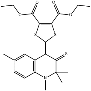 diethyl 2-(1,2,2,6-tetramethyl-3-thioxo-2,3-dihydro-4(1H)-quinolinylidene)-1,3-dithiole-4,5-dicarboxylate 结构式