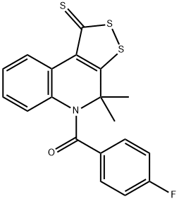 5-(4-fluorobenzoyl)-4,4-dimethyl-4,5-dihydro-1H-[1,2]dithiolo[3,4-c]quinoline-1-thione 结构式