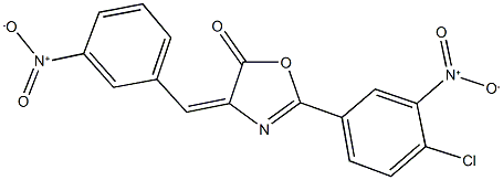 2-{4-chloro-3-nitrophenyl}-4-{3-nitrobenzylidene}-1,3-oxazol-5(4H)-one 结构式