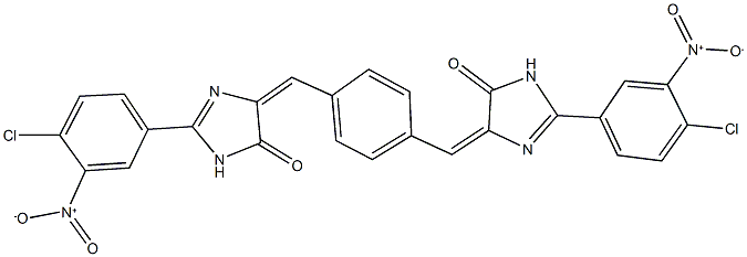 2-{4-chloro-3-nitrophenyl}-5-{4-[(2-{4-chloro-3-nitrophenyl}-5-oxo-1,5-dihydro-4H-imidazol-4-ylidene)methyl]benzylidene}-3,5-dihydro-4H-imidazol-4-one 结构式