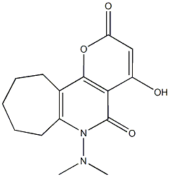 6-(dimethylamino)-4-hydroxy-6,7,8,9,10,11-hexahydrocyclohepta[b]pyrano[2,3-d]pyridine-2,5-dione 结构式