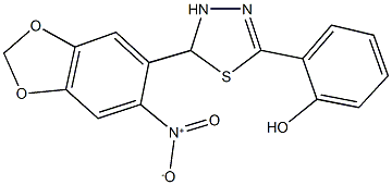 2-(5-{6-nitro-1,3-benzodioxol-5-yl}-4,5-dihydro-1,3,4-thiadiazol-2-yl)phenol 结构式