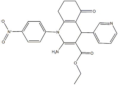 ethyl 2-amino-1-{4-nitrophenyl}-5-oxo-4-(3-pyridinyl)-1,4,5,6,7,8-hexahydro-3-quinolinecarboxylate 结构式