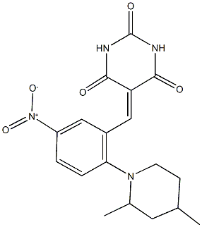 5-{2-(2,4-dimethyl-1-piperidinyl)-5-nitrobenzylidene}-2,4,6(1H,3H,5H)-pyrimidinetrione 结构式