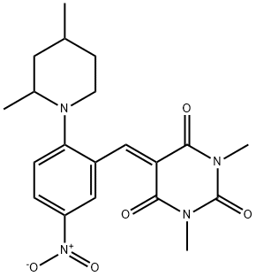 5-{2-(2,4-dimethyl-1-piperidinyl)-5-nitrobenzylidene}-1,3-dimethyl-2,4,6(1H,3H,5H)-pyrimidinetrione 结构式