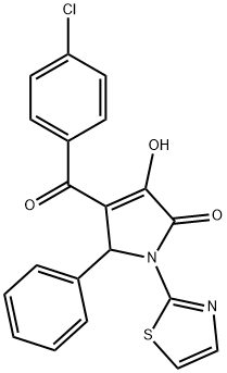 4-(4-chlorobenzoyl)-3-hydroxy-5-phenyl-1-(1,3-thiazol-2-yl)-1,5-dihydro-2H-pyrrol-2-one 结构式