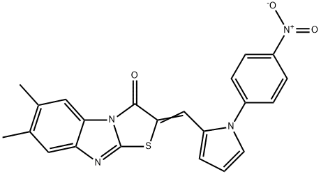 2-[(1-{4-nitrophenyl}-1H-pyrrol-2-yl)methylene]-6,7-dimethyl[1,3]thiazolo[3,2-a]benzimidazol-3(2H)-one 结构式