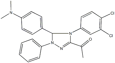 1-{4-(3,4-dichlorophenyl)-5-[4-(dimethylamino)phenyl]-1-phenyl-4,5-dihydro-1H-1,2,4-triazol-3-yl}ethanone 结构式