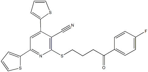 2-{[4-(4-fluorophenyl)-4-oxobutyl]sulfanyl}-4,6-di(2-thienyl)nicotinonitrile 结构式