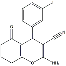 2-amino-4-(3-iodophenyl)-5-oxo-5,6,7,8-tetrahydro-4H-chromene-3-carbonitrile 结构式