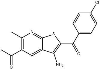 1-[3-amino-2-(4-chlorobenzoyl)-6-methylthieno[2,3-b]pyridin-5-yl]ethanone 结构式