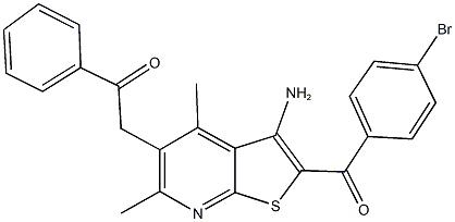 2-[3-amino-2-(4-bromobenzoyl)-4,6-dimethylthieno[2,3-b]pyridin-5-yl]-1-phenylethanone 结构式
