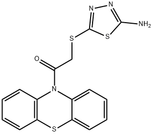 5-{[2-oxo-2-(10H-phenothiazin-10-yl)ethyl]sulfanyl}-1,3,4-thiadiazol-2-amine 结构式