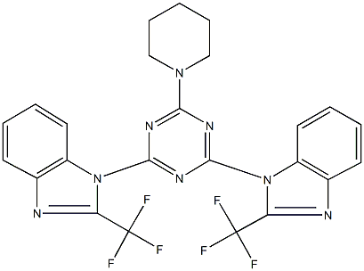 1-{4-(1-piperidinyl)-6-[2-(trifluoromethyl)-1H-benzimidazol-1-yl]-1,3,5-triazin-2-yl}-2-(trifluoromethyl)-1H-benzimidazole 结构式