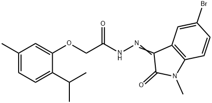 N'-(5-bromo-1-methyl-2-oxo-1,2-dihydro-3H-indol-3-ylidene)-2-(2-isopropyl-5-methylphenoxy)acetohydrazide 结构式