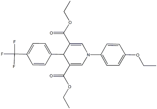 diethyl 1-(4-ethoxyphenyl)-4-[4-(trifluoromethyl)phenyl]-1,4-dihydropyridine-3,5-dicarboxylate 结构式