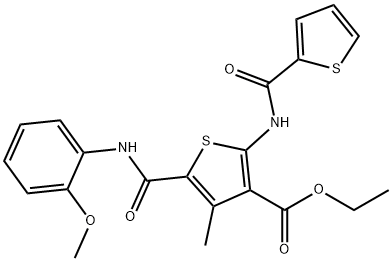 ethyl 5-[(2-methoxyanilino)carbonyl]-4-methyl-2-[(thien-2-ylcarbonyl)amino]thiophene-3-carboxylate 结构式